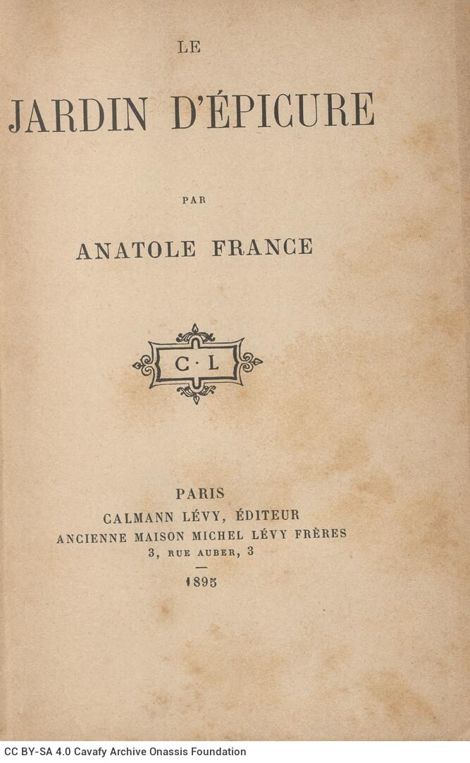 19,5 x 12 εκ. 6 σ. χ.α. + ΙΙΙ σ. + 296 σ. + 2 σ. χ.α., όπου στο φ. 1 κτητορική σφραγίδα